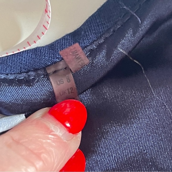 NWOT Tahari Ruffle Collar Neck Sleeveless Knee Length Dress Blue Cocktail Party - Picture 5 of 12